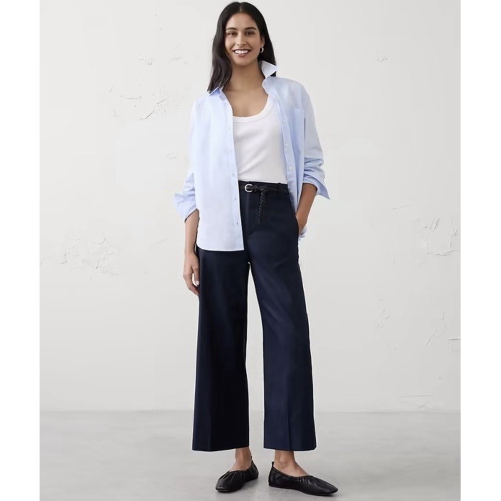 Banana Republic Womens Wide Leg High Rise Cropped Pant Size 33 Dark Wash Jeans